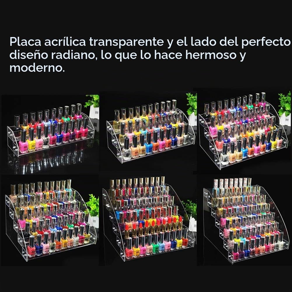 Dioche Soporte para esmaltes de uñas, organizador de esmaltes de uñas, soporte para expositor transparente para expositor de maquillaje (7 niveles)