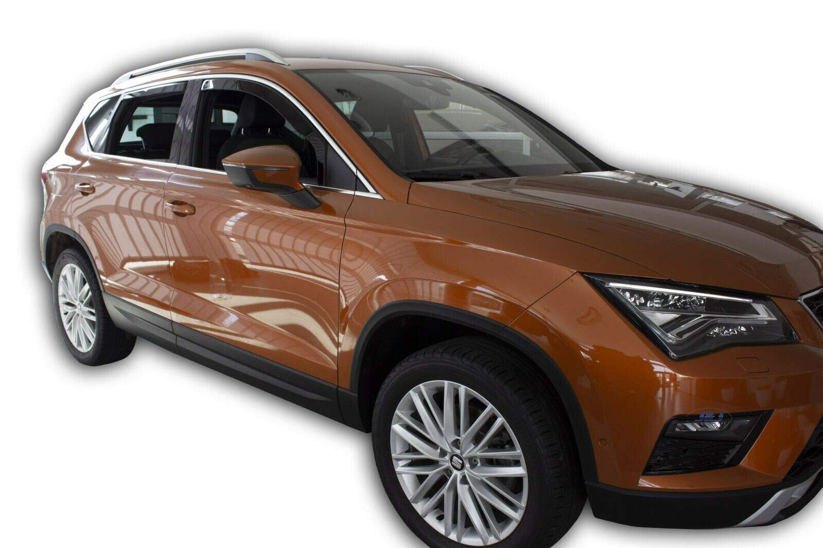 J&J AUTOMOTIVE Windabweiser passend für Seat Ateca 5-Türer ab 2016 4tlg, Heko Regenabweiser Vorne Hinten Getönt Dunkel Passform