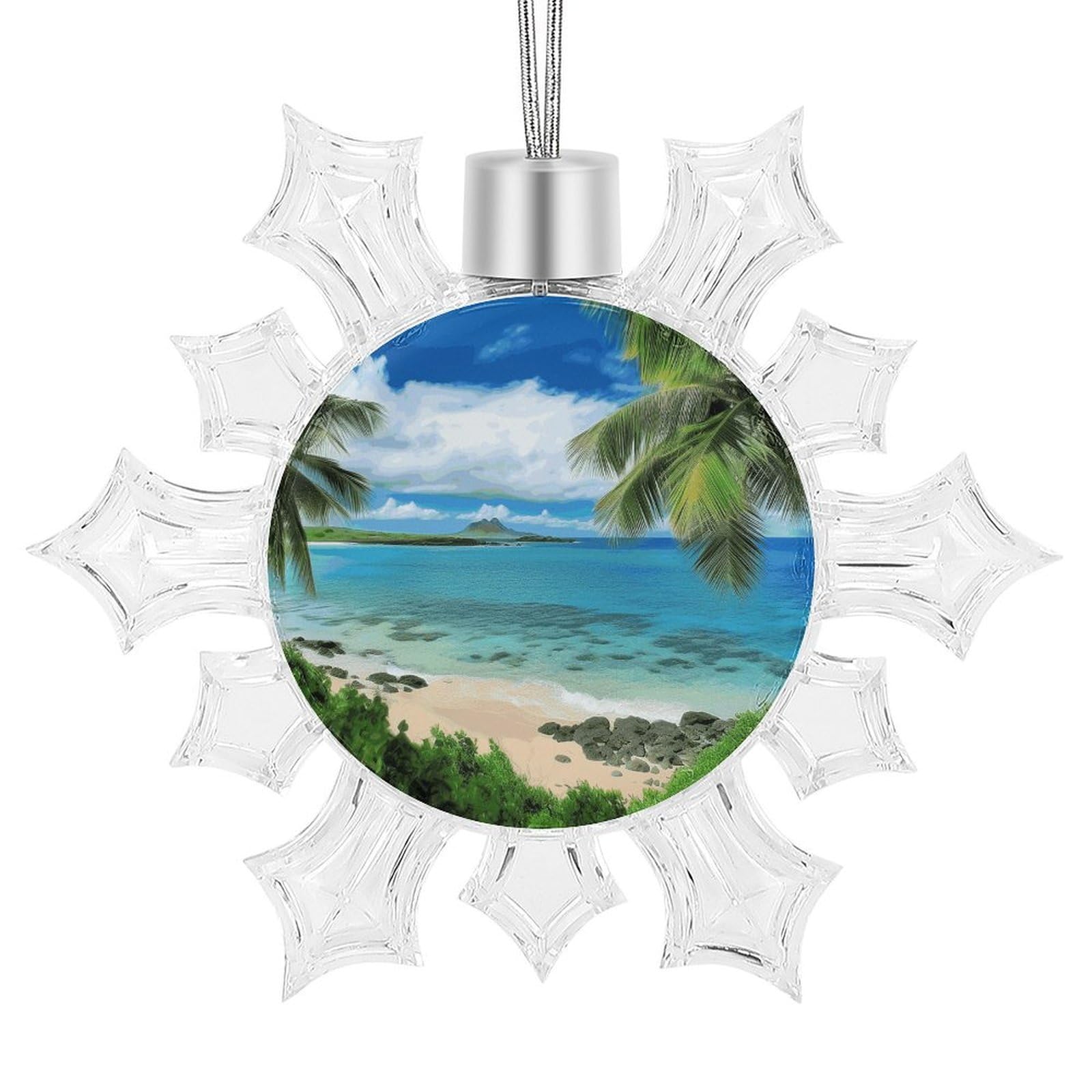 Tropical Palm Tree Hawaii Beach Snowflake Decorations,Christmas Decorations，Christmas Indoor Winter Wonderland Decor，Hanging Ornaments for Xmas Tree Winter New Year Party Supplies