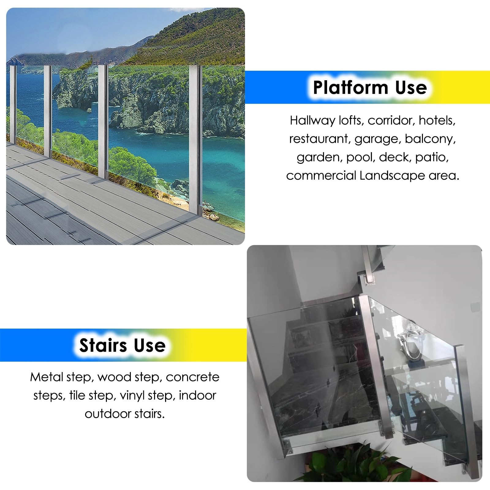 Acciaio inossidabile s Morsetto Post 85 125cm s Ringhiera Supporto per temperato s Side Mount per Deck Patio Balcone Sistema Guardrail Esterno