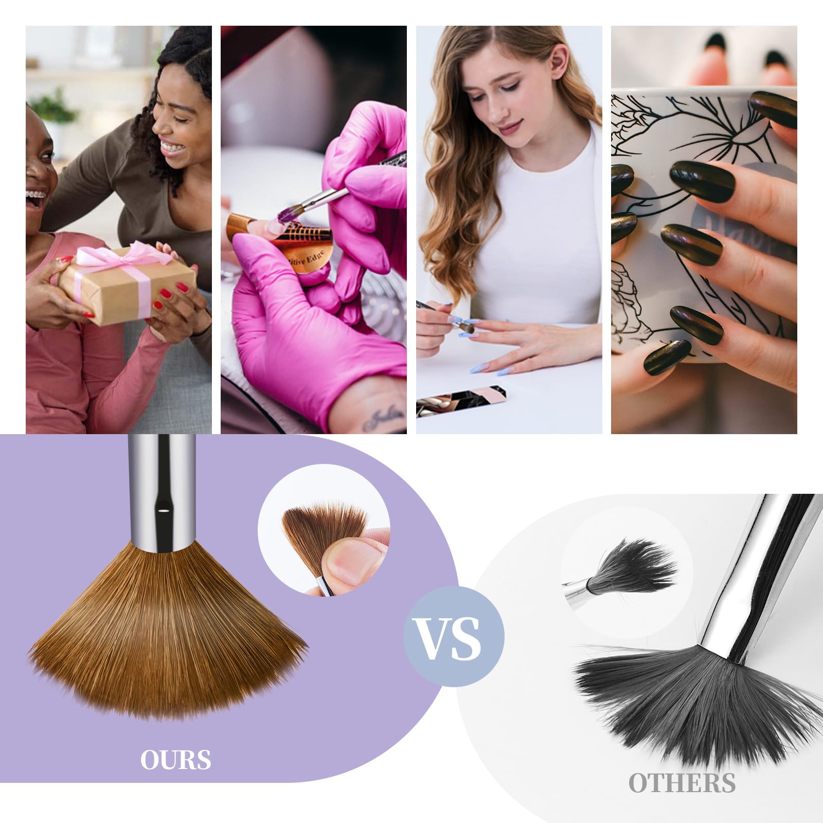 Pennello per nail art in acrilico, misura 20, 100% puro pelo Kolinsky ovale per applicazione acrilica, strumento professionale per extension per unghie, strumento per manicure, penna per disegno