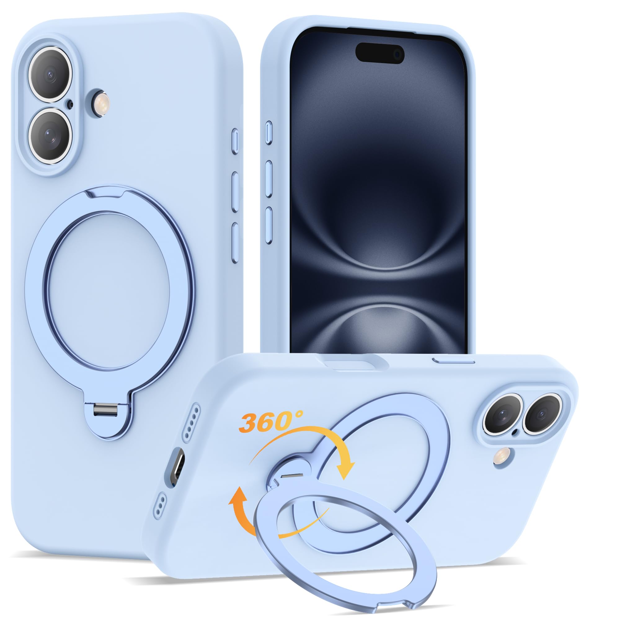 Funda para iPhone 16 con soporte giratorio de 360°, 6.1 pulgadas