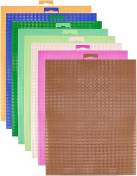 BENECREAT 8Pcs 8 Colors Plastic Mesh Canvas, 14CT Mesh Plastic Canvas Sheets Mixed Color for Embroidery Crafting, Cross Stitching, Knit Crochet Yarn Crafting