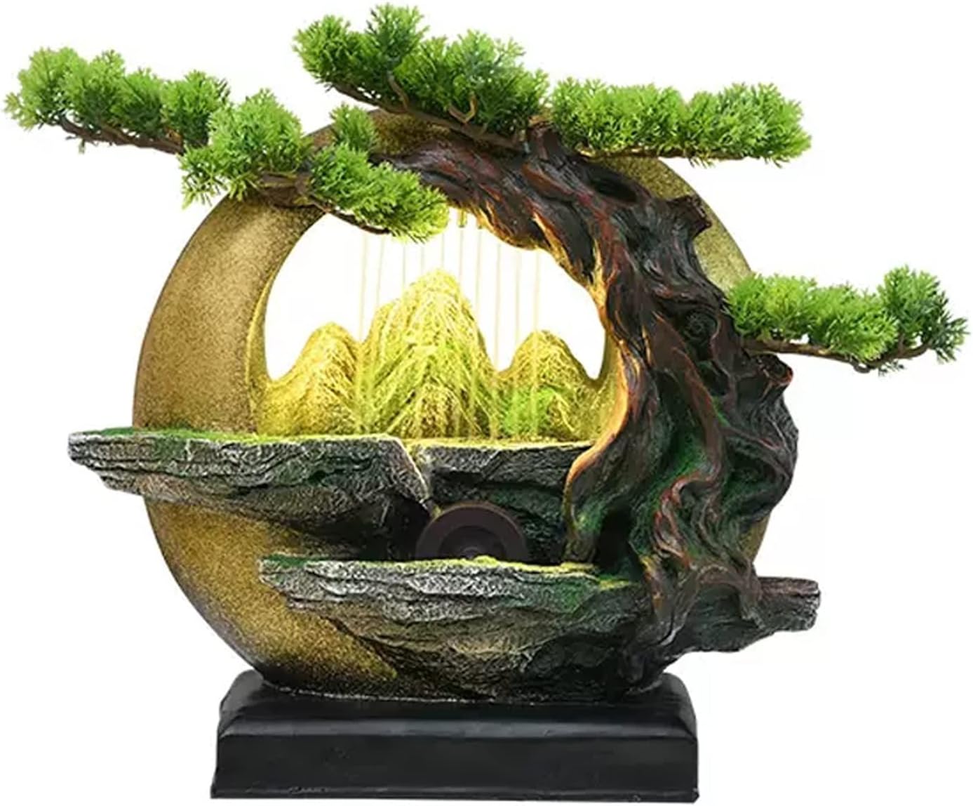 Waterfall Fountain Relaxing Indoor Desktop Fountain Desktop Feng Shui Wheel Circulating Water Bonsai Office Living Room TV Cabinet Decorative Ornaments Decorative Tabletop Fountain ( Color : Dark Grey
