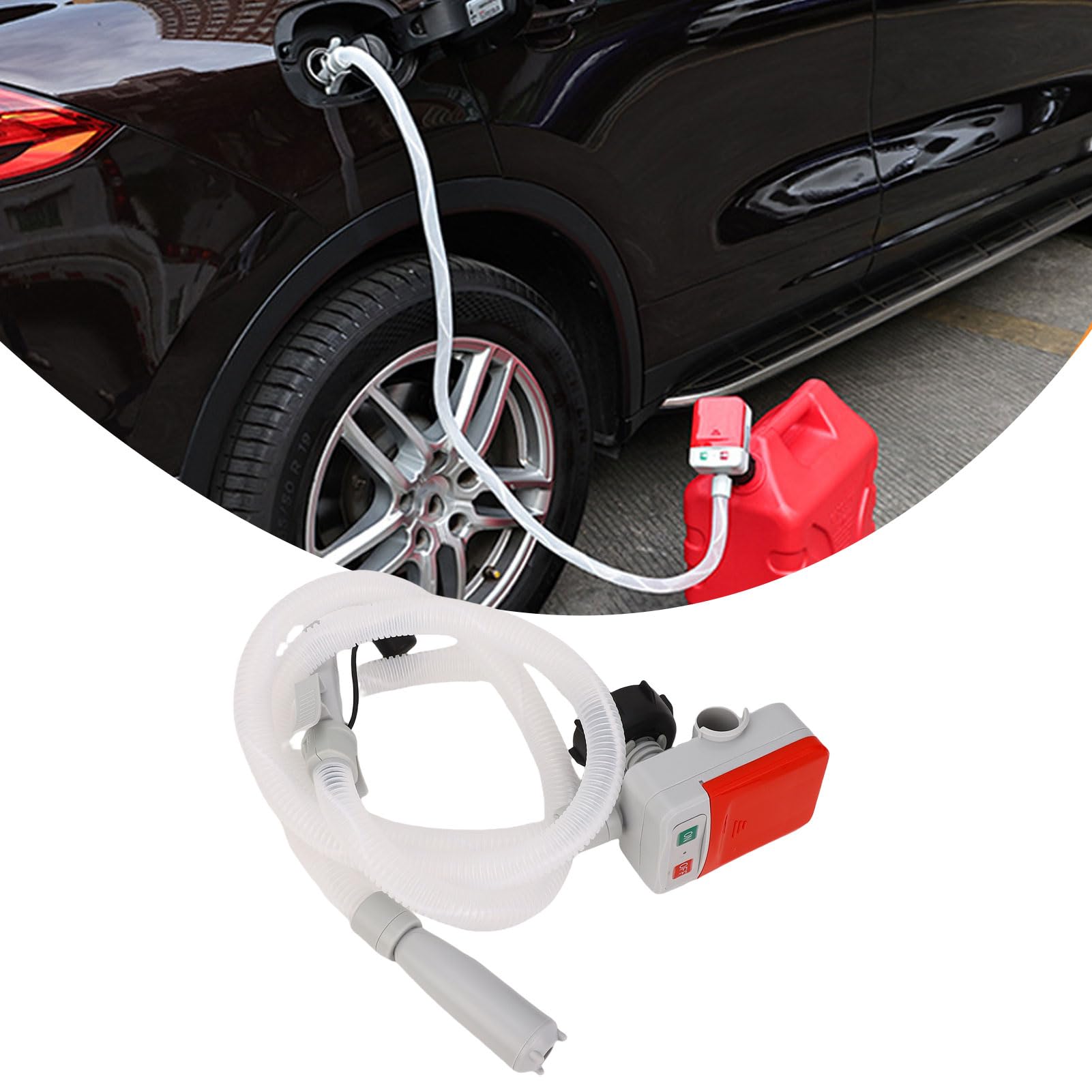Automatyczna Pompa do Przesyłu Paliwa, 3.2 GPM, z Automatycznym Zatrzymaniem, Przenośna Pompa do Benzyny/nafty z 4 Adapterami i Wężem 51 Cali, Przesyłu benzyny.