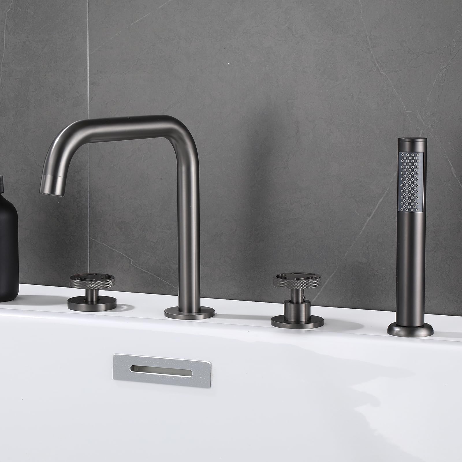 XJTNLB Grifo Bañera y Ducha Grifo Ducha Monomando 4 Agujeros, Gris Pistola