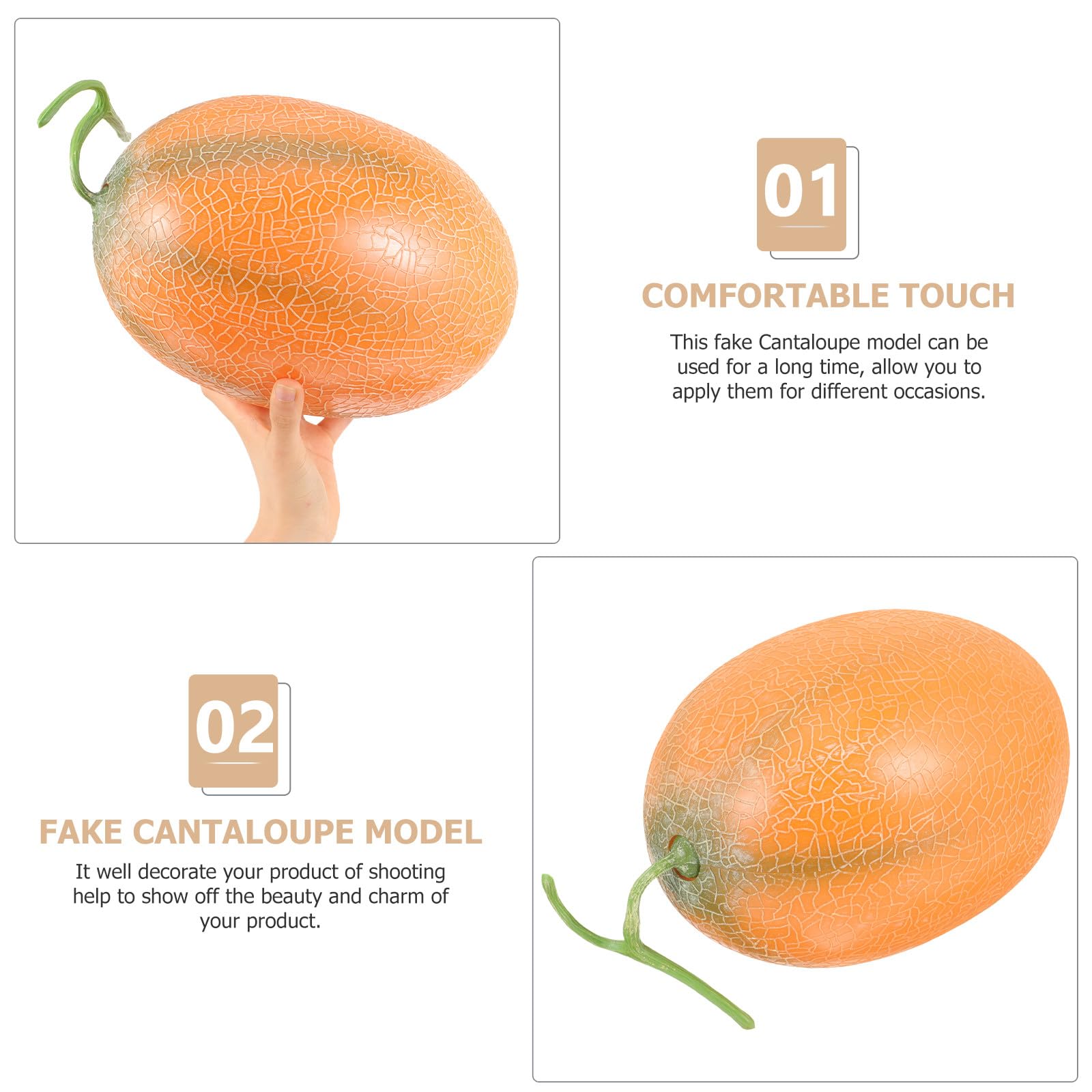 TOYANDONA Melone Durevole Cantalupo Artificiale Schiuma Realistico e in Decorazione di Multifunzionale per Fotografia Alimentare e Diverse Occasioni