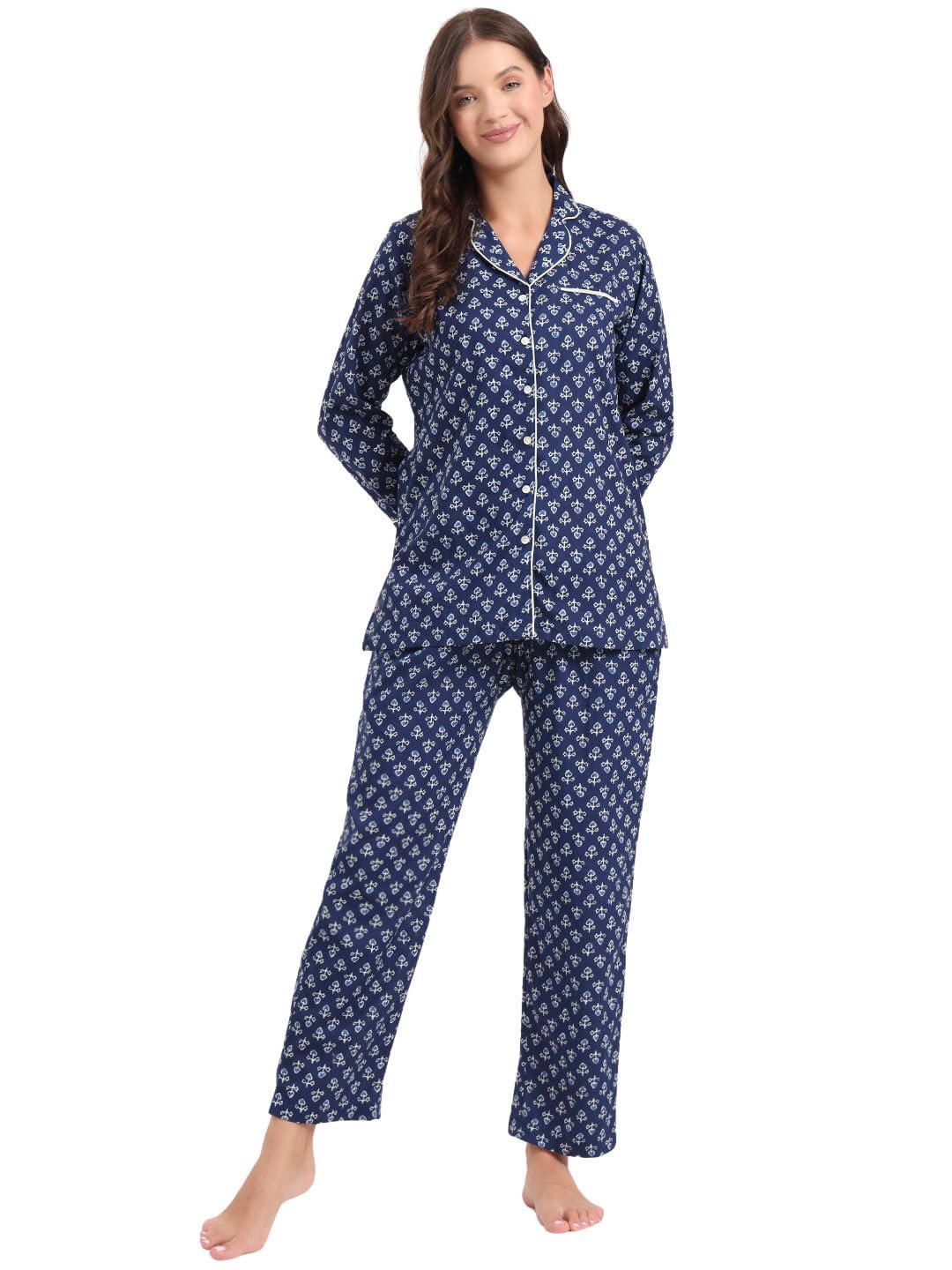 Blue Cotton Printed Night Suits(DK0294)-image-12
