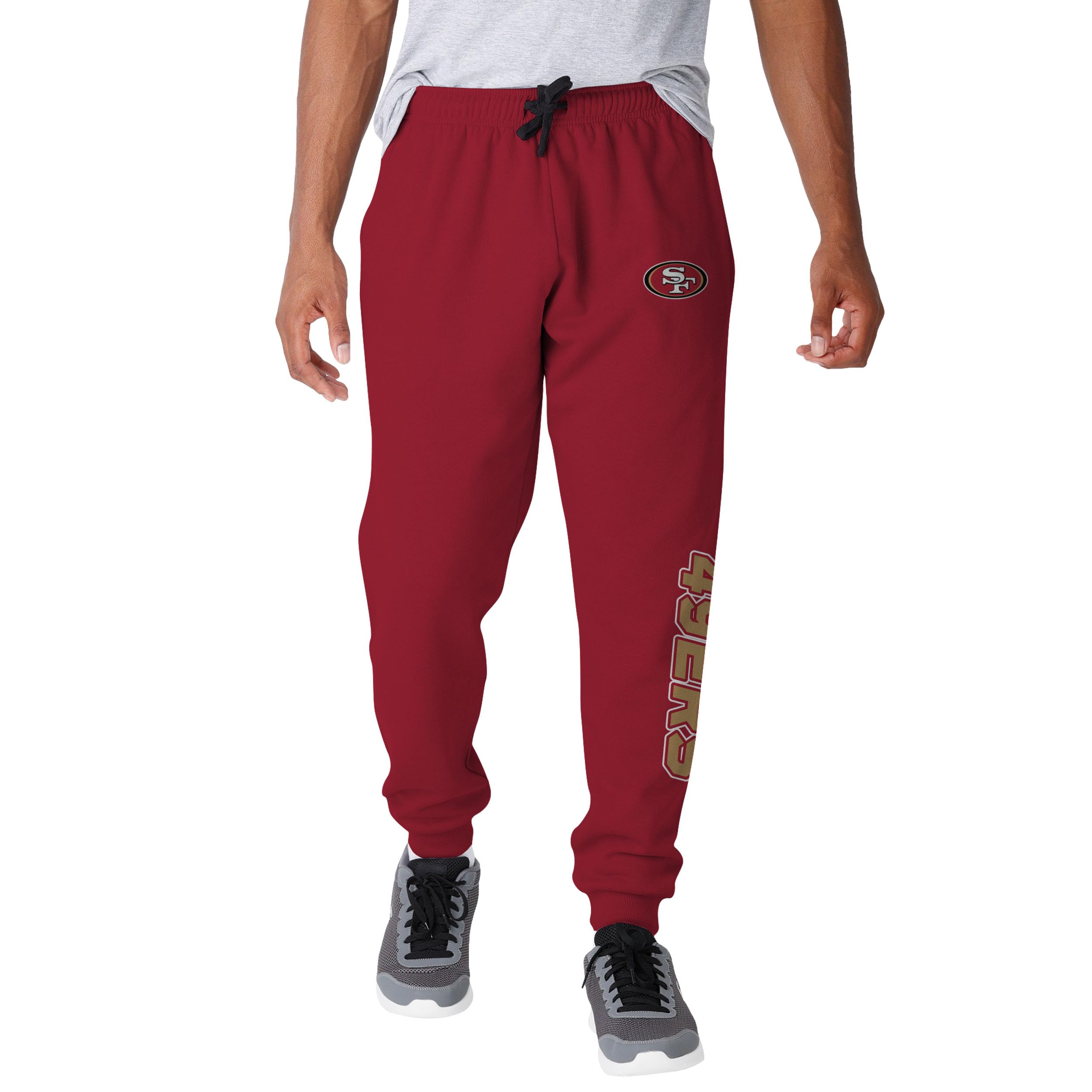 FOCO NFL Men's Officially Licensed Team Color Primary Logo Prime Time Football Sweatpants Joggers Pants, San Francisco 49ers, Medium