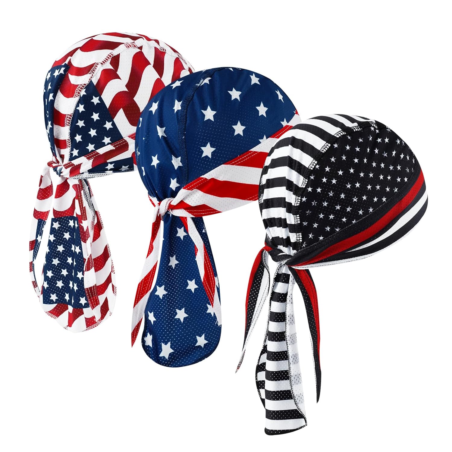 DOCILA 3 Pcs Do Rags for Men Skull Cap Bandana Hat Breathable Helmet Linner Beanie