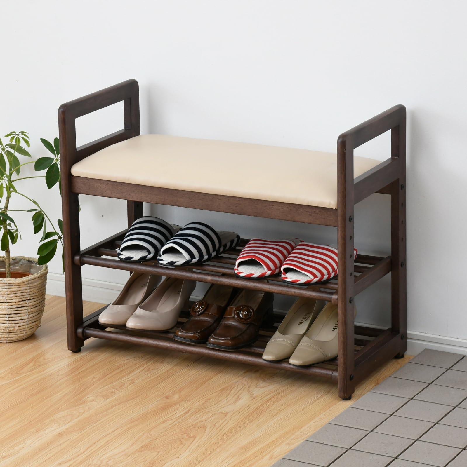 Amazon.co.jp: 山善(YAMAZEN) 玄関 ベンチ 玄関椅子 高さ調節可 幅70.5  