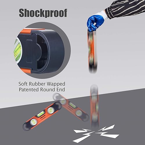 Miniatura 5 de DOWELL Nivel magnético torpedo nivel 11 "caja burbuja burbuja nivel a prueba de golpes superior vial marco de aleación 180 90 45 grados HY030636