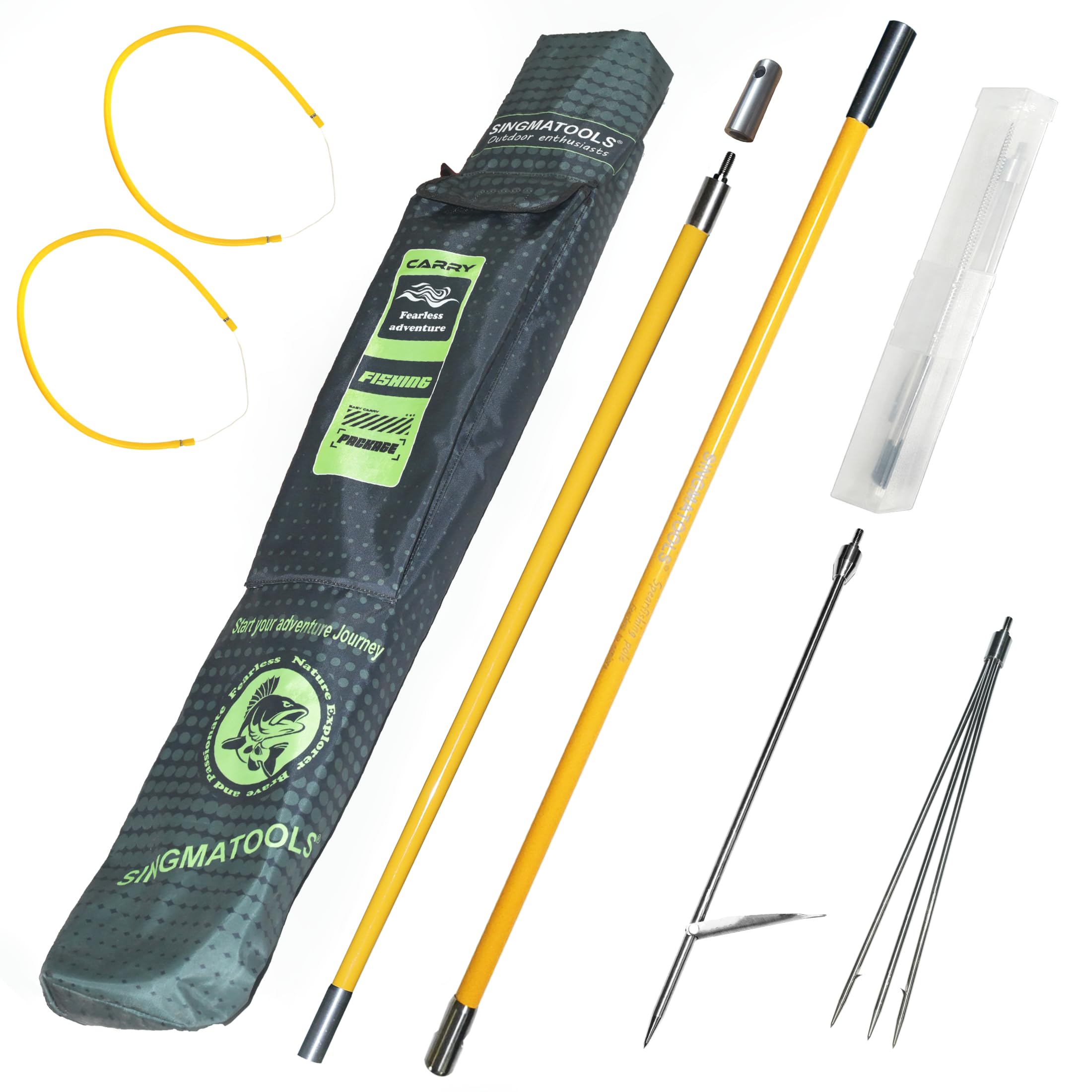 SINGMATOOLS Hawaiian Sling Fishing Spear 7ft Fiberglass Pole Spear Fishing Equipment Snorkeling Scuba Diving Gear Hand Spear Harpoon for Underwater Hunting, Spearfishing, Freediving (Yellow) : Sports & Outdoors