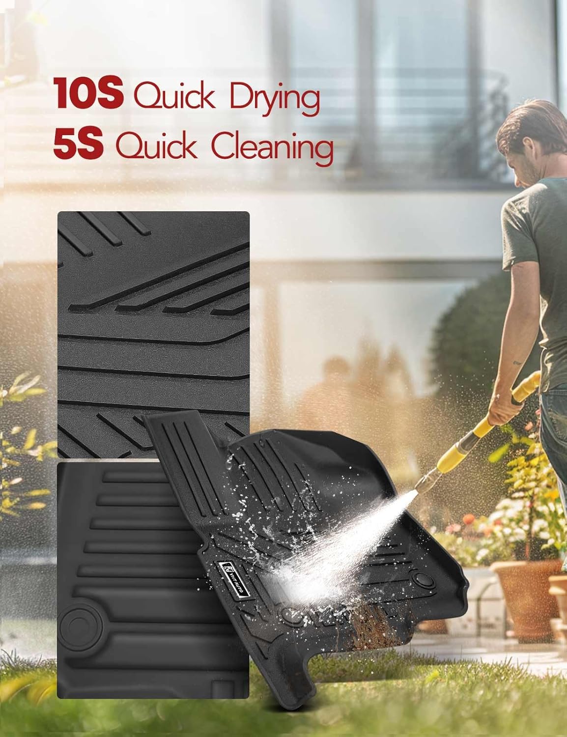 YHTAUTO Floor Mats Compatible with Ford Expedition Max & Lincoln Navigator L Models 2018-2024 (8 Seats), TPE Floor Liners All-Weather Protection Custom Fit, 1st & 2nd Row, Set of 3 - Image 9