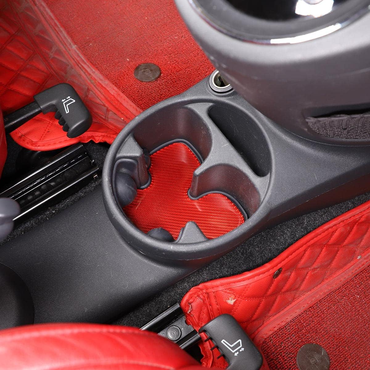 Car Center Cup Holder Slot Mat Sticker Trim Compatible wih Fiat 500 2010-2023 Soft Carbon Fiber 4PCS,Water Cup Holder Panel Cover Trim Accessories (Red Carbon-Front)