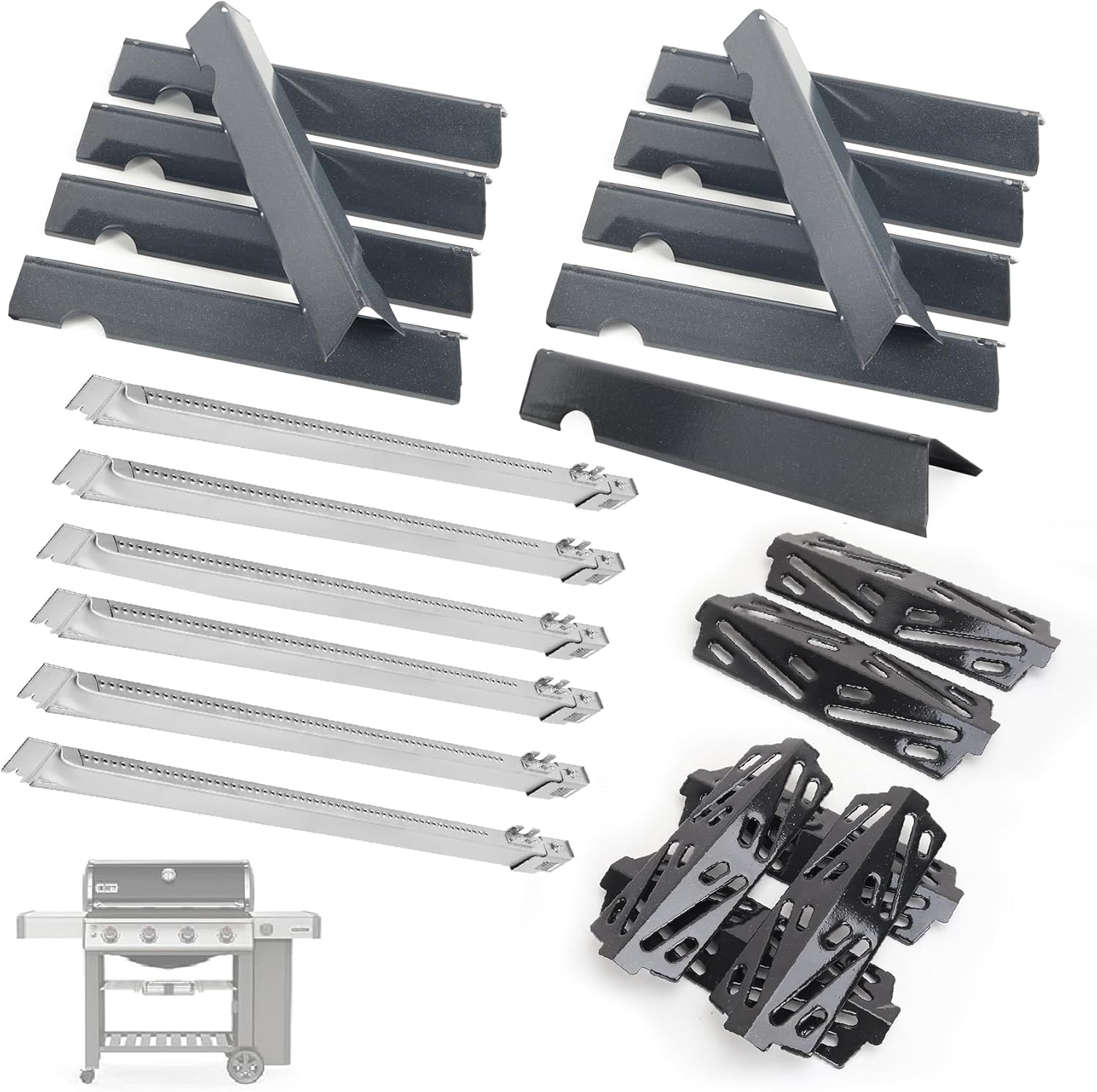 SafBbcue Grill Parts Kit for Weber Genesis II 600 Series Grill,66034/66796 Flavorizer Bars 66687/66042 Heat Deflectors and 67490 Burner Tubes for Weber Genesis II E/S-610 LX E-640 S-640 Grills