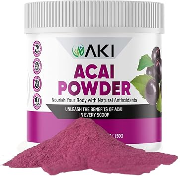 AKI Acai Powder - Nourish Your Body with Ideal Vitamins & Nutrients - Powder for Smoothies - Non-GMO, Vegan Friendly & Gluten Free 5.30oz/150g