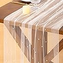 Socomi Pearl Table Runner Tulle Ivory White Spring Easter Cheesecloth 10FT Gauze Dining Wedding Birthday Party Baby Shower Anniversary Holiday Centerpiece Table Decor