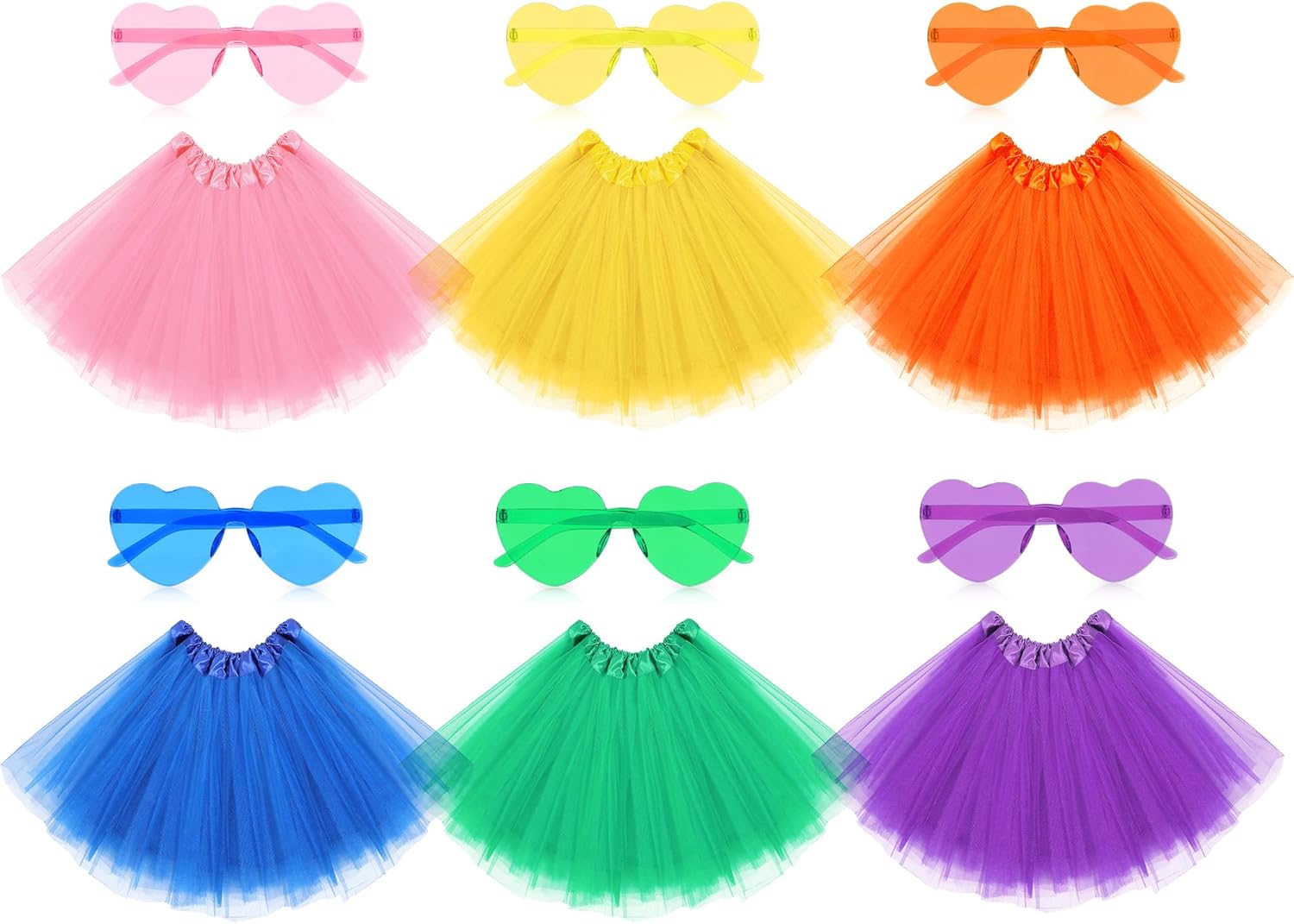 Tutu Skirt for Women Heart Shaped Sunglasses Adult Tulle Tutu Costume Lady 80s Halloween Christmas Party
