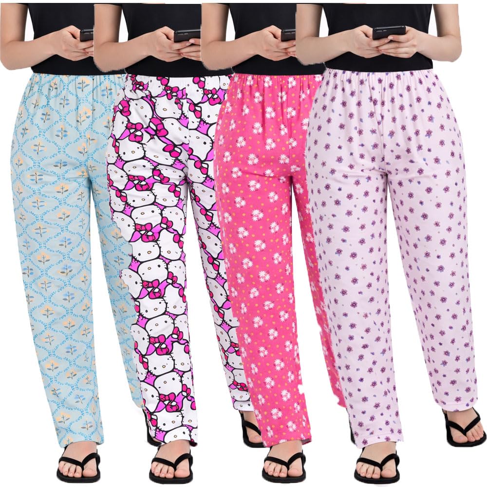 Women's Printed Cotton Pyjamas for Girls (Prints May Vary) 4Pack-image-35