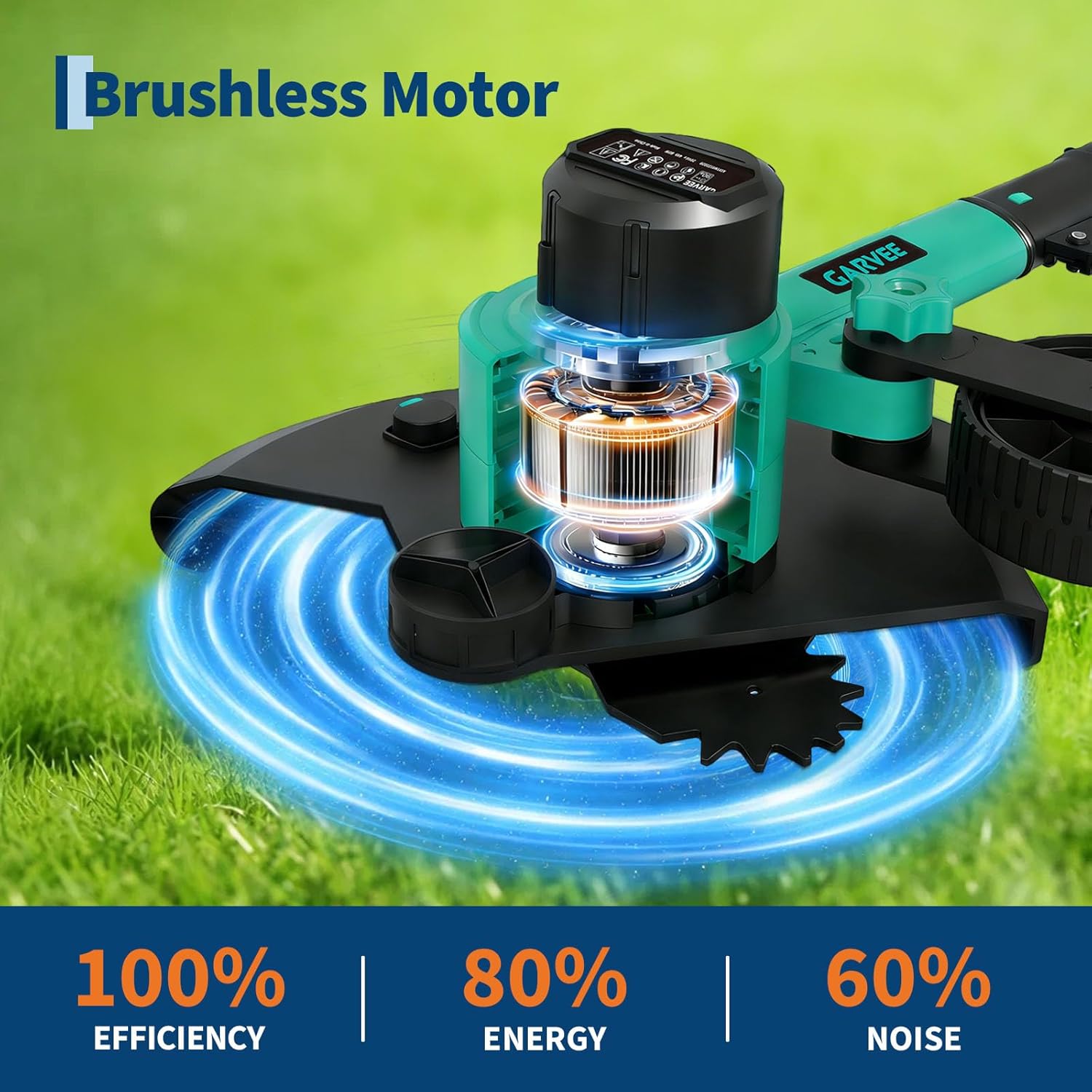 Garvee 20V 9" Cordless Lawn Edger with 4.0Ah Battery & Charger, 3 Cutting Depths, Adjustable Handle, Brushless Electric Edger Lawn Tool for Sidewalk, Driveway