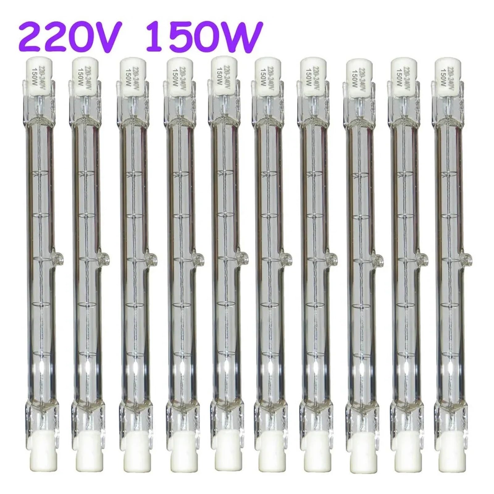 10 pz R7s 118mm Tubo di Vetro Lampadina Alogena 220-240 V 150 W 200 W 300 W 500 W Tipo J T3 118mm R7s Alogena Blub(R7s 118 500W)
