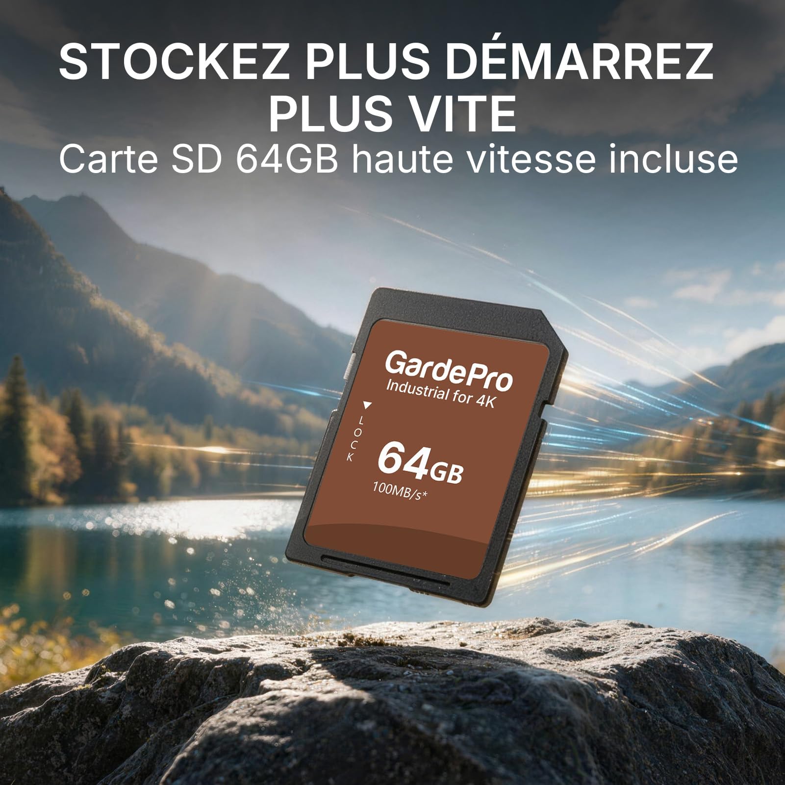 GardePro E8 2.0 Pro Caméra De Chasse Double Antenne WiFi avec Carte SD 64Go, Vidéo 4K H.264 64MP, Batterie Rechargeable 7800mAh, Vision Nocturne À 30m, Détecteur De Mouvement, Déclencheur 0,1s, IP66