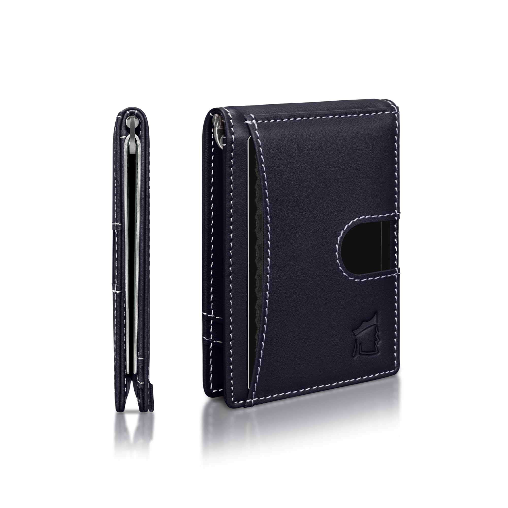 Kingly Cash Clip Slim Leather Wallet for Men with RFID Blocking & Money Clip - Minimalist Front Pocket Bifold Wallet Holds 12 Cards - Secure Card