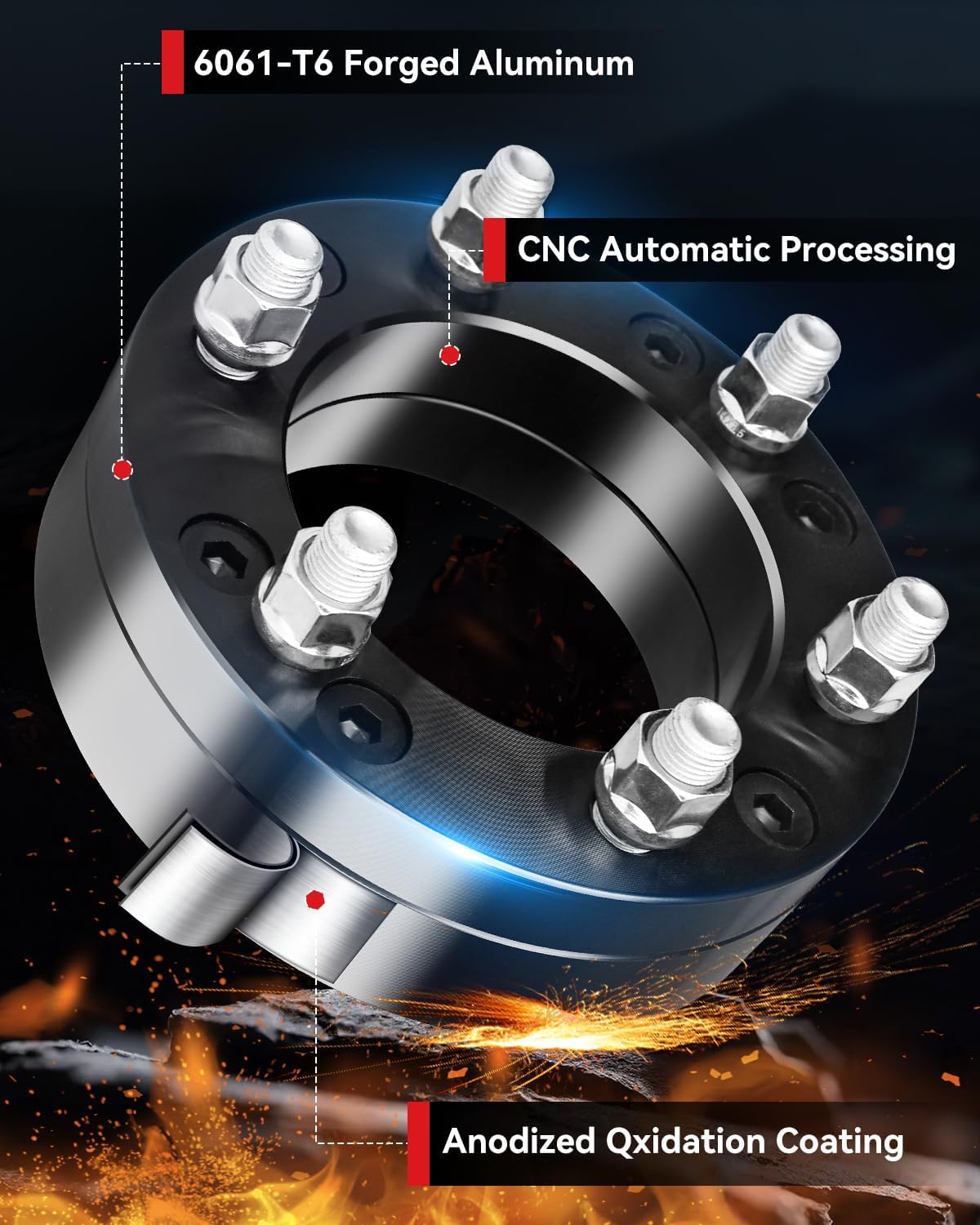 YIZBAP 2 inch 5x5.5 to 6x5.5 Wheel Adapters for Ram 1500 Vehicle, 5x139.7mm to 6x139.7mm Wheel Adapter Hub Bore 108mm with 14x1.5 Studs