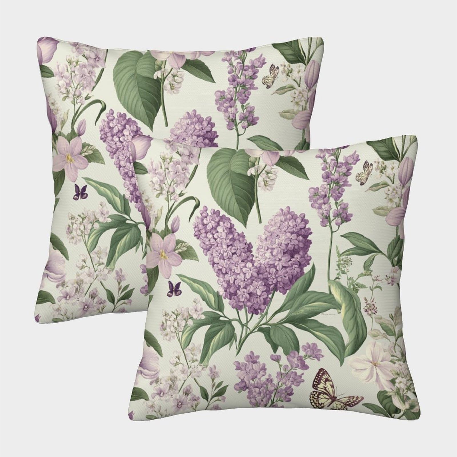 kaiyun 2 Pack Complex Spring Flowers Personalised Cushion Cover Lilac Tulips And Freesia Home Sofa Decoration 50x50cm Pillow Covers