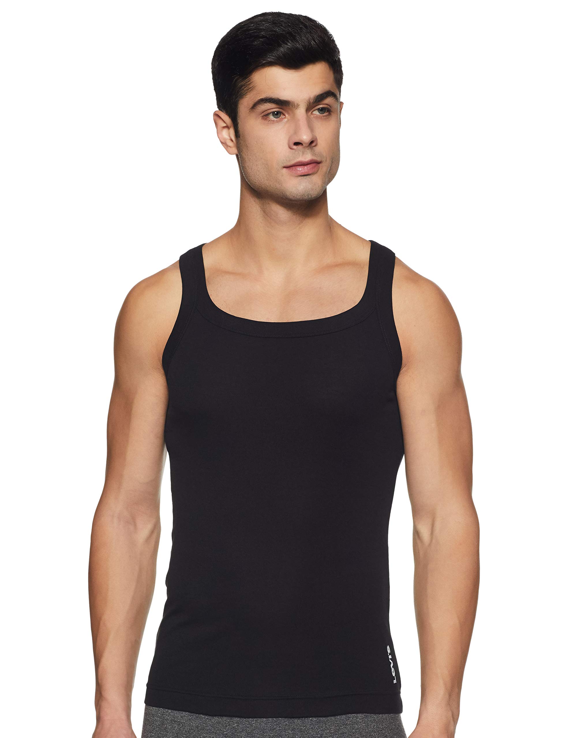 levi's 015 Men's Rib 100% Cotton Solid Vest - Square-Neck, Sleeveless Side Branding, Snug fit with Easy Tucked (Pack of 1)-picture-22
