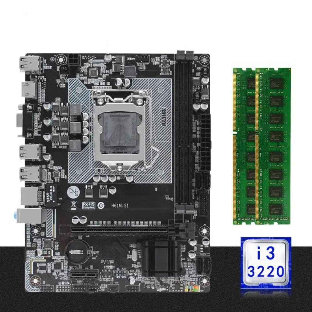 Generic H61 Chipset Motherboard Kit With Processor I3 3Rd Gen 3.0Ghz + 4Gb Ddr3 Ram + Free Cpu Fan(1 Year Replacement Warranty) - Atx