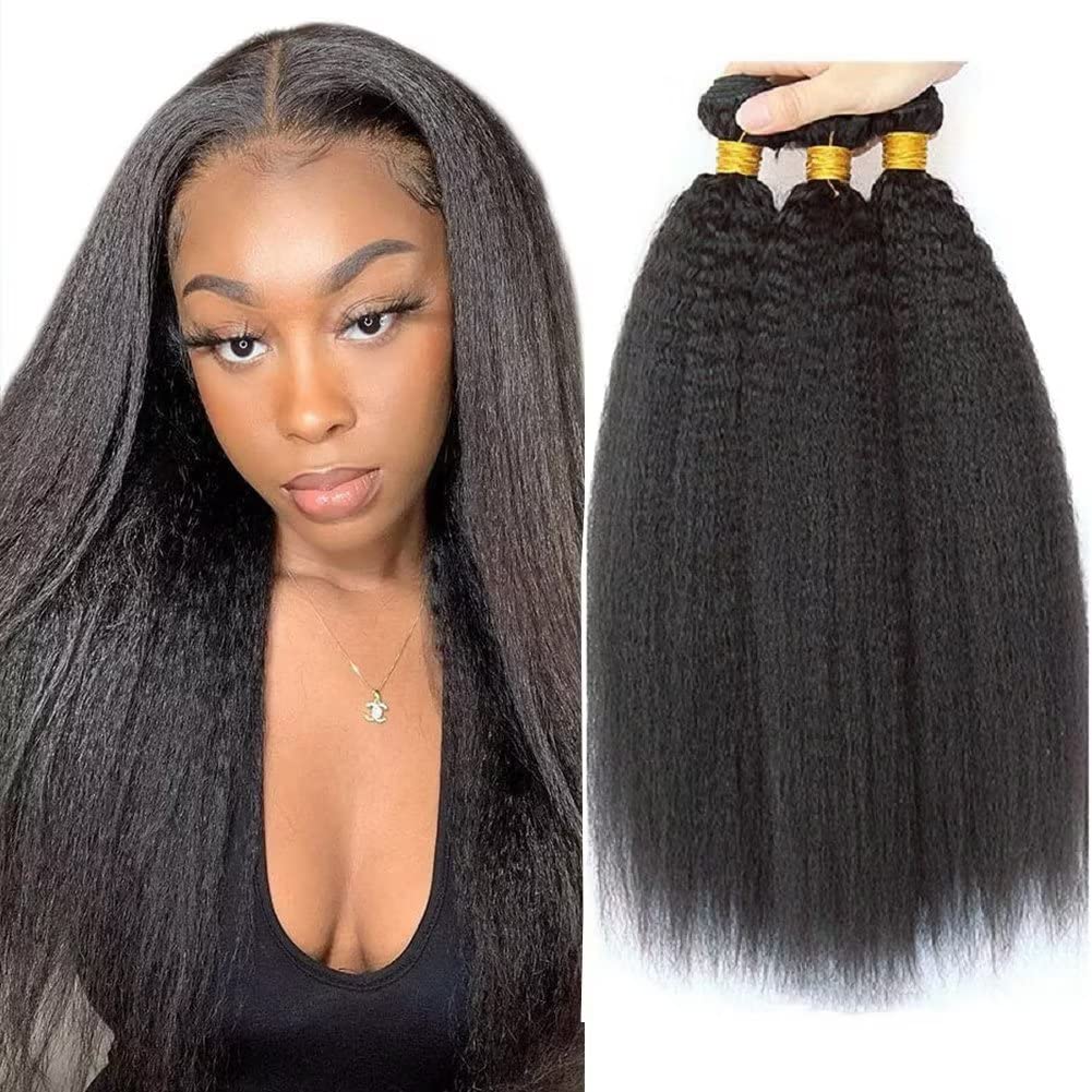Yaki Straight Bundles Human Hair Brazilian Virgin Hair Bundles Short Kinky St...
