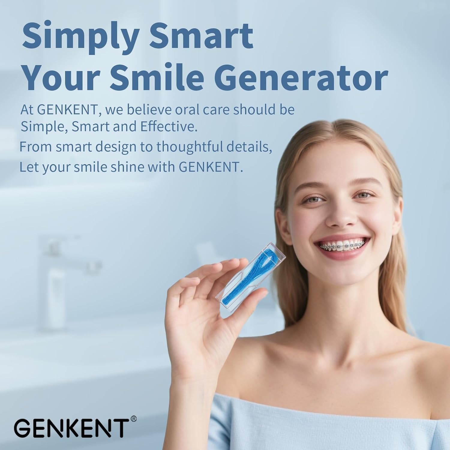 GENKENT Floss Threaders 200 Count Floss for Braces, Bridges, Implants Deep Clean Dental Floss Threader (2 Pack)