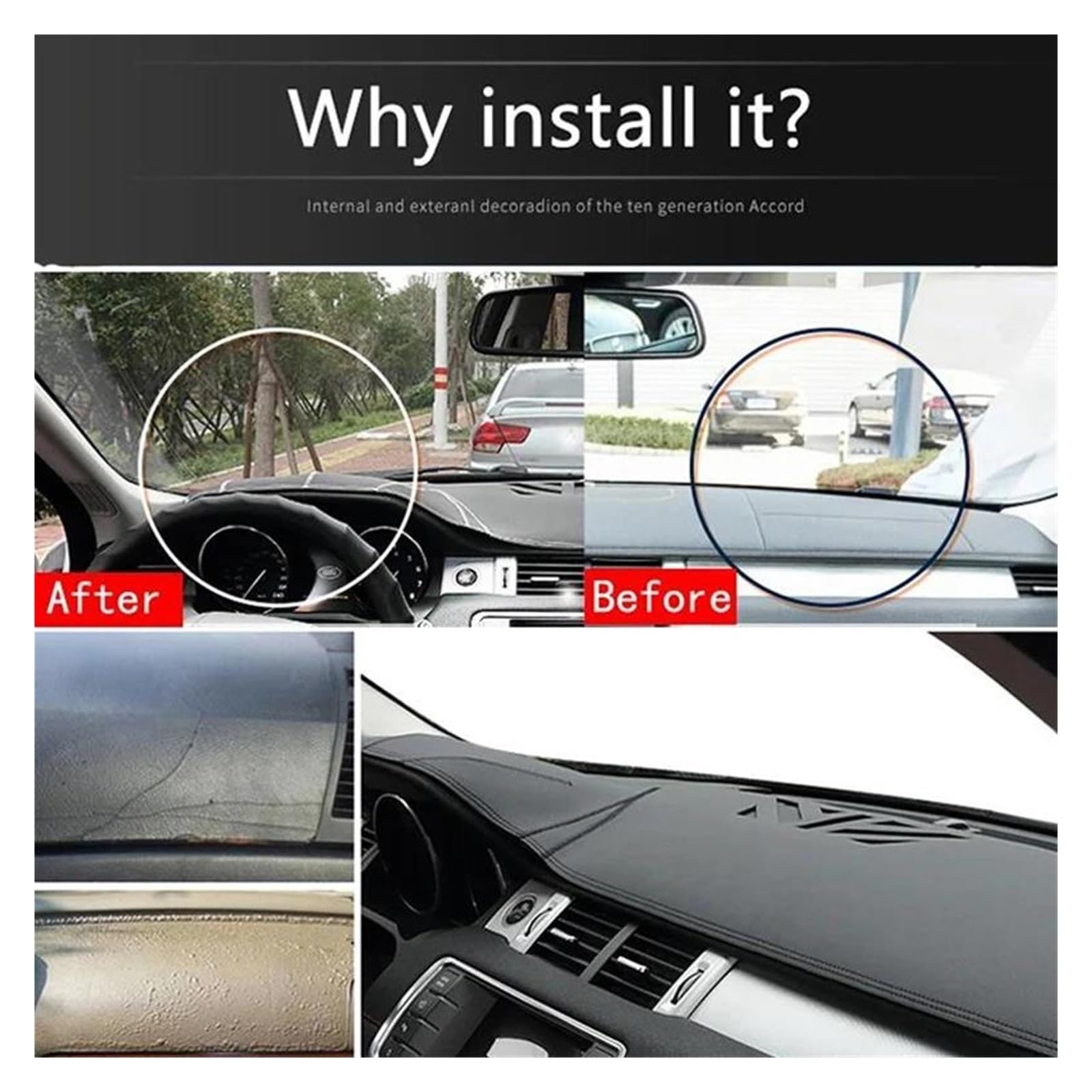 Armaturenbrett-Abdeckmatte Für VW ID.7 ID7 EV 2023-2025 Id7 Armaturenbrett-Matte Abdeckung PU-Leder-Pad Sonnenschutz Anti-UV-Teppich Autozubehör Dashboard Matte(All Black LHD)