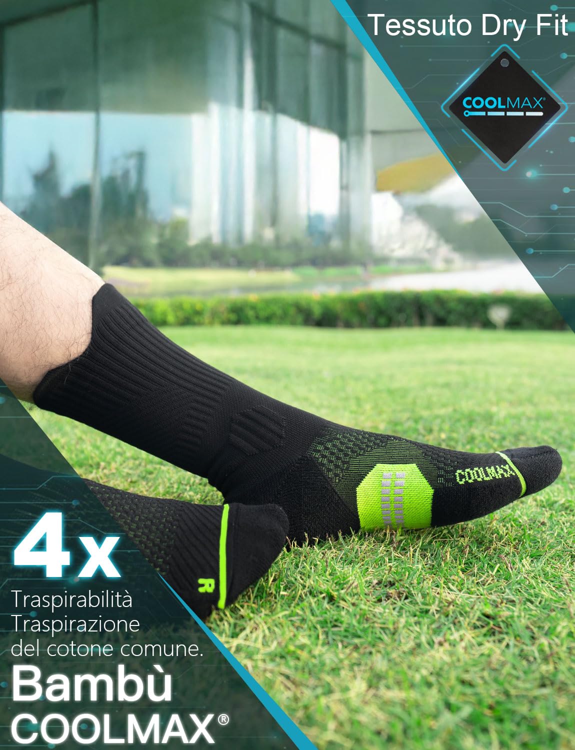Juclise Bambù Coolmax Compressione Running Calzini Sportivi Trekking Allenamento