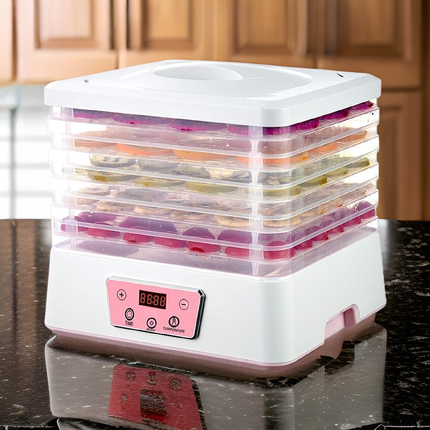 Divyabhav® Plastic Electric Countertop Food Dehydrator with 5 Stackable Tray,Vegetable,fruits,flower etc .Preserver Jerky Maker | Food Dryer Machine(multicolor)