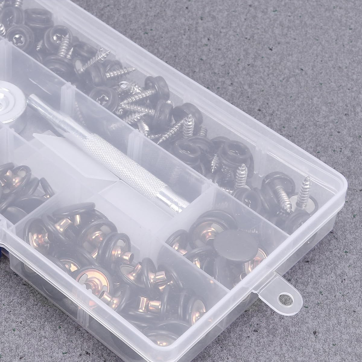Druckknopf Schwarz Edelstahl Schraubverschluss 15mm Satz mit Werkzeug