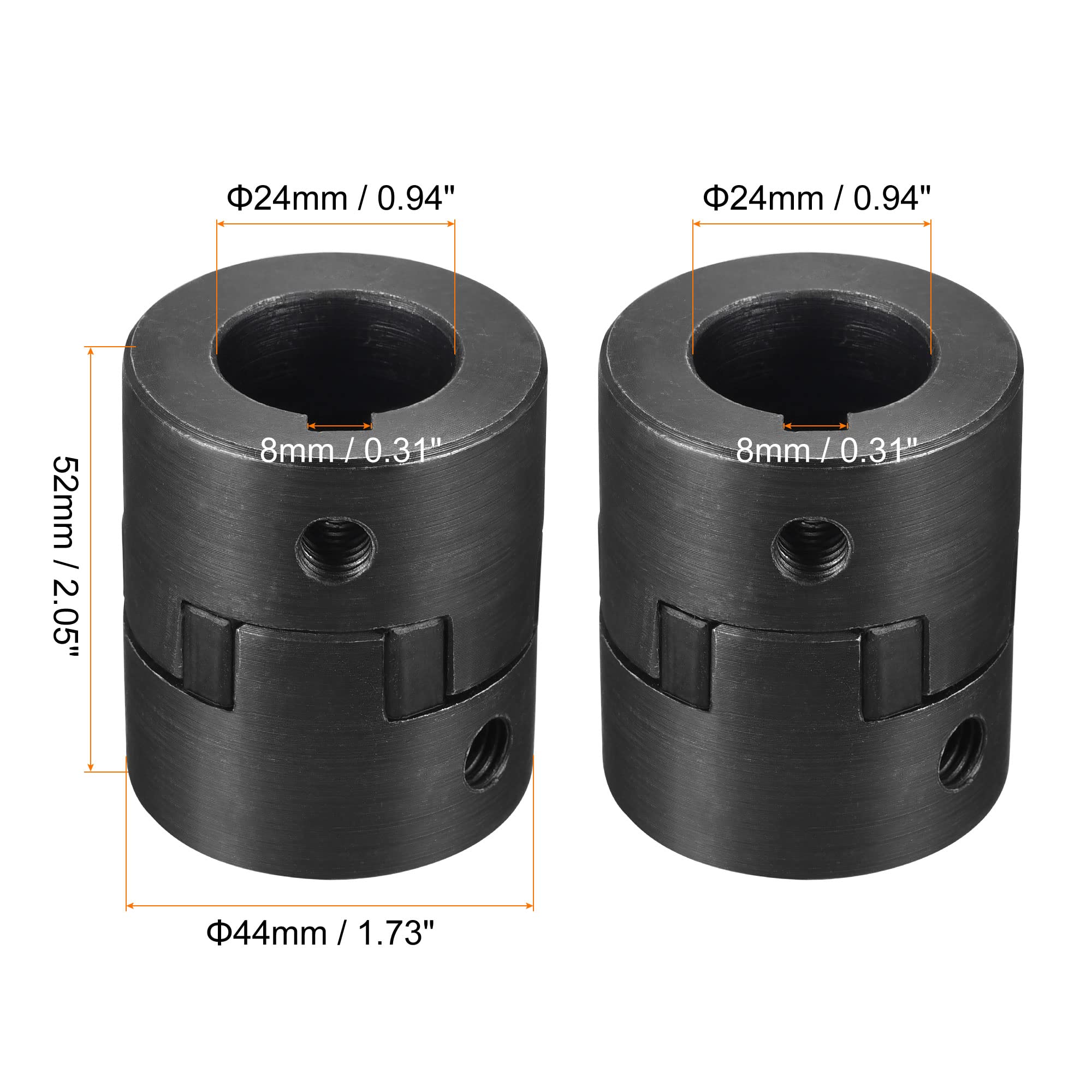 sourcing map Acoplamiento Flexible de Eje de 24mm a 24mm, Acoplador 52mm Longitud 44mm Diámetro, Conector de 45# Acero, Accesorios para Motor