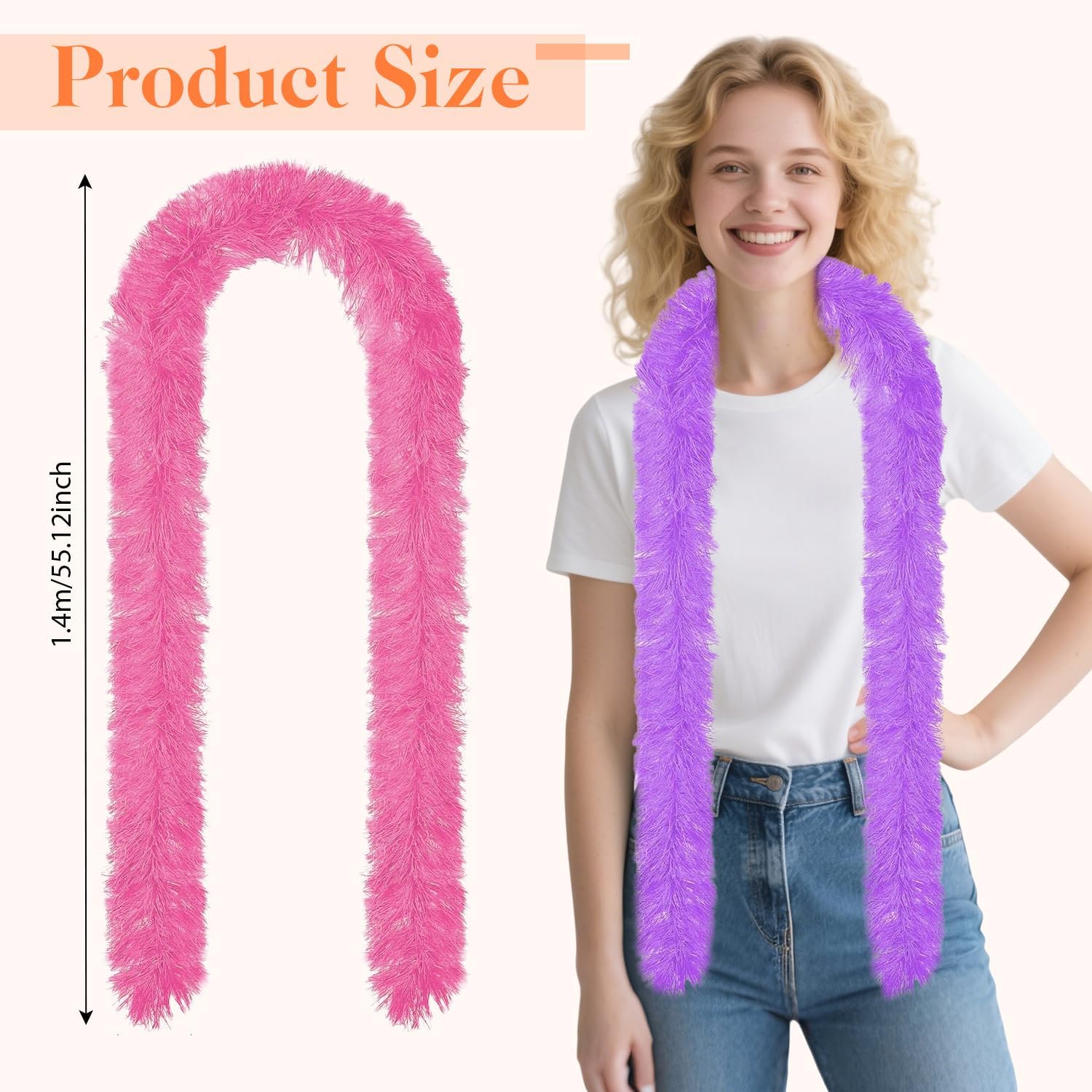 12 Set/24 Pack Colorful Feather Boas with Large Square Sunglasses