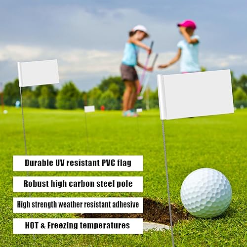 Miniatura 3 de 50 banderas de marcado de 2 x 3 pulgadas con poste de acero, banderas de estacas de vinilo, banderas de césped para patio, industriales