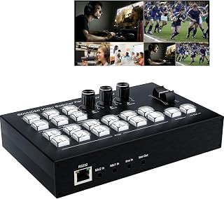 RIJER 4-Channel HDMI Video Switcher Mixer for Live Streaming: 4 HDMI Inputs, 2 Outputs, 1080P@60Hz, Audio Mix, PIP & Preview Modes
