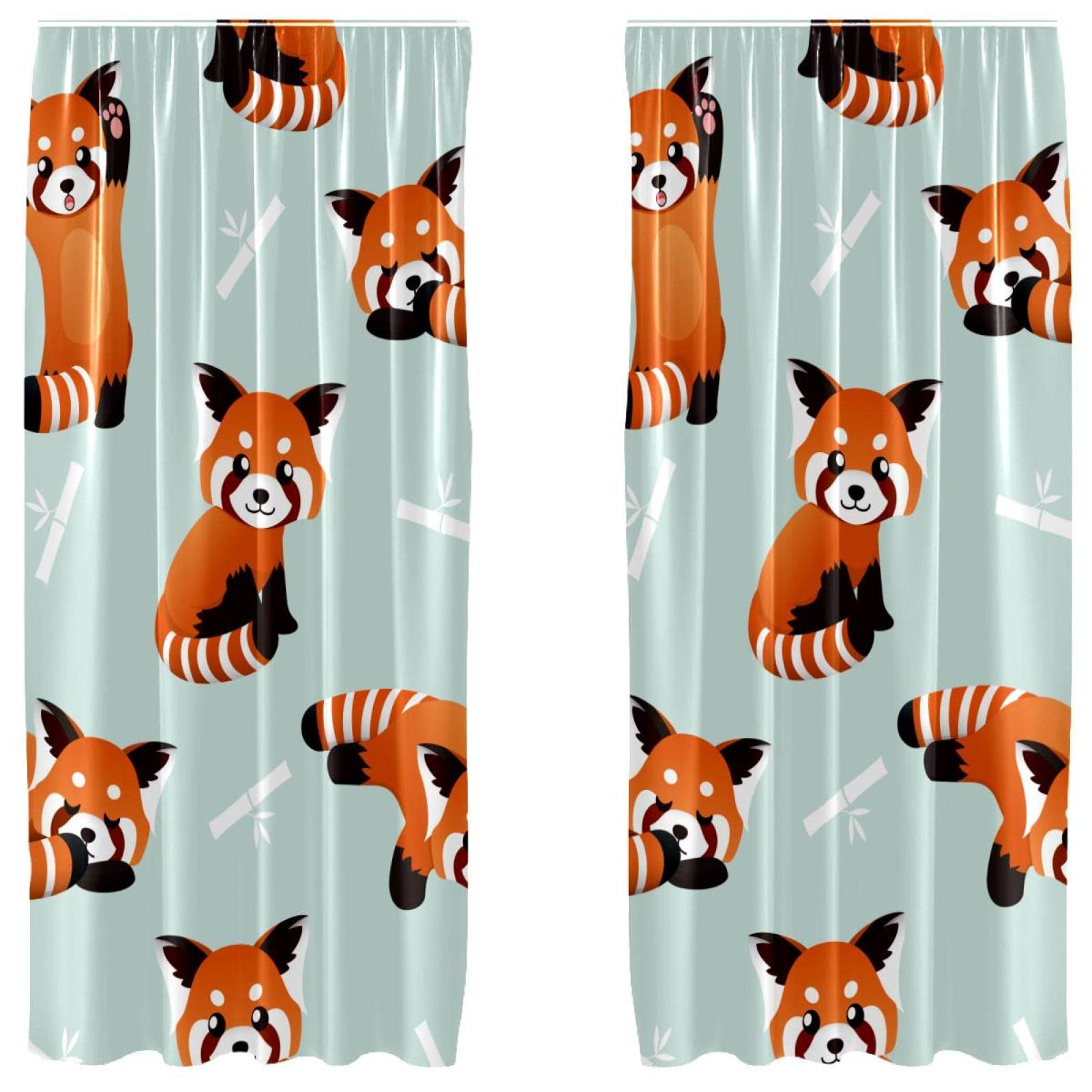 Cortinas opacas de microfibra infantiles estampado panda de 2 paneles 55 x 84 pulgadas