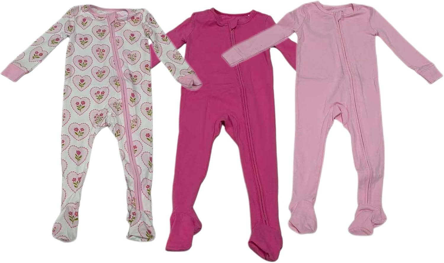 PATPAT Baby Cotton Footed Sleepers, 2-Way Zipper, 2/3-Pack