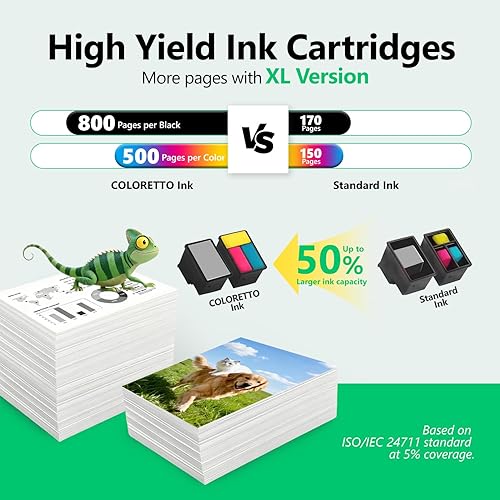 Miniatura 3 de COLORETTO Cartuchos de tinta 61XL para impresoras HP Ink 61 para Envy 4500 5530 4501 4502 5535 Officejet 4630 4635 Deskjet 1000 1010 2540 para HP 61