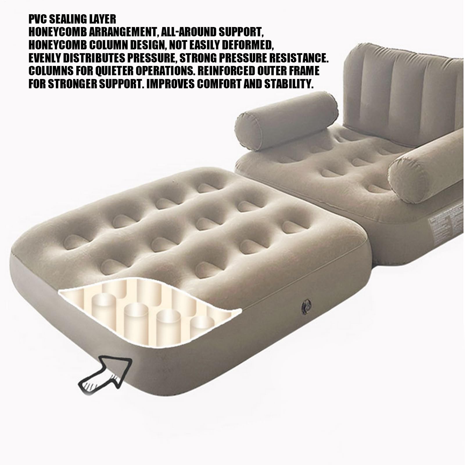 Sofá Hinchable para Camping, con válvula a Prueba de Fugas, sofá de Aire portátil Plegable | Viajes al Aire Libre Playa Senderismo para Viajes al Aire Libre en la Playa