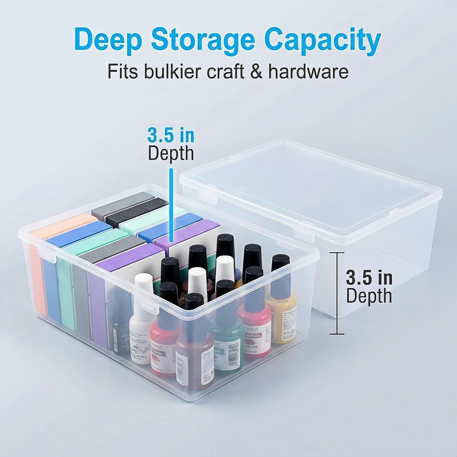 LJY 38-Piece Clear Plastic Storage Organizer Set - 2 Large Deep Bins & 36 Small Rectangular Boxes for Beads, Diamond Art Accessories, Hardware Screws & Jewelry Findings