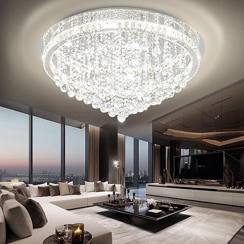 Miniatura 7 de Lámparas de cristal modernas de 324 pulgadas de diámetro para comedor, lámpara de gota de lluvia plateada, lámparas de montaje empotrado para sala