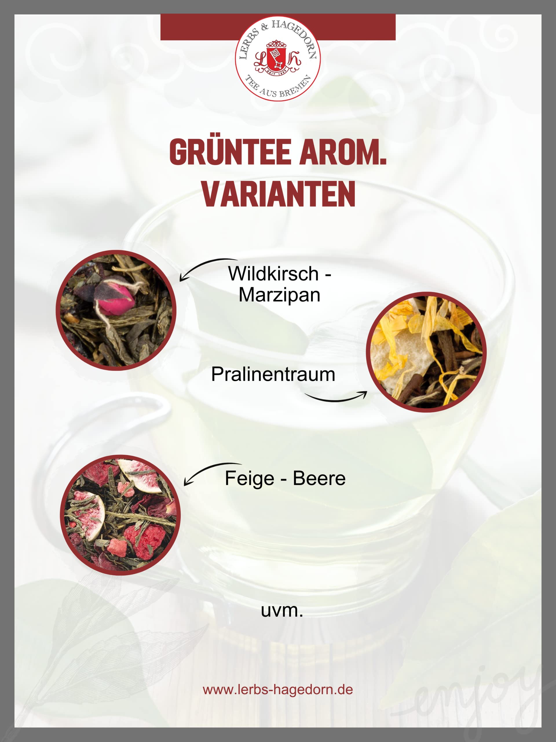 Lerbs & Hagedorn, Zielona herbata Sencha, czerwony żeń-szeń | świeża pomarańcza i cytryna 1 kg (ok. 81 l) z korzeniami gęsi, ostropestami farbowania, marakuja