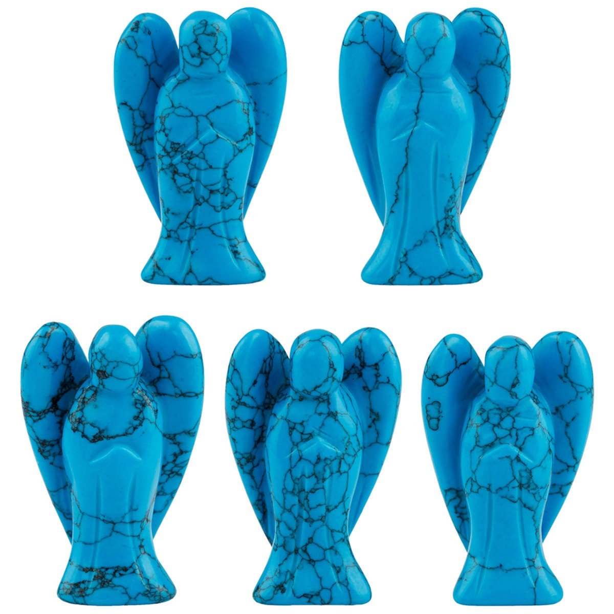 Ange Gardien Figurines en Blue Howlite Turquoise mookaitedecor | Statue de Guérison 3,8 cm 5pcs